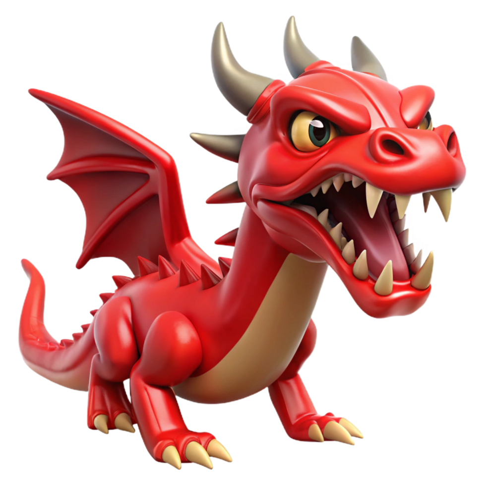 magnificent abstract A powerful dragon, red scales, sharp teeth, original png