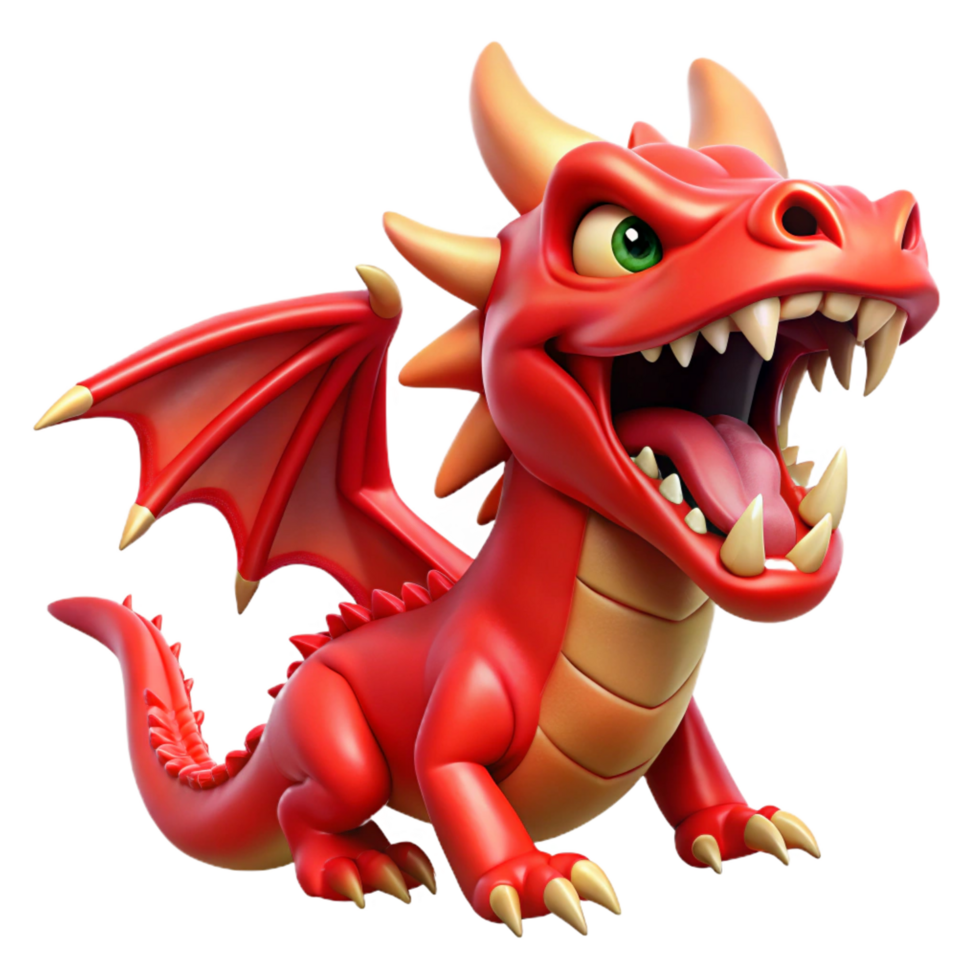 extraordinary contemporary A powerful dragon, red scales, sharp teeth, high resolution png