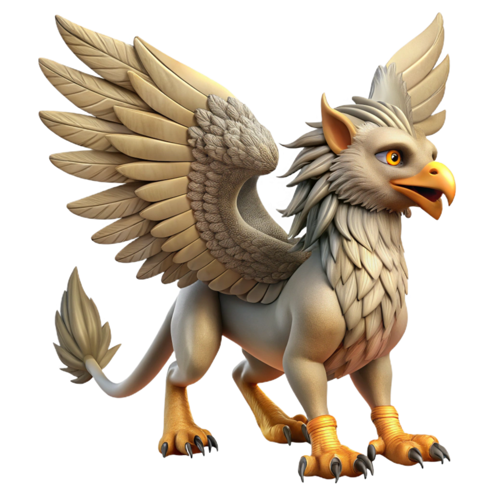 vibrant classic A majestic griffin, wings outstretched, sharp talons, high quality png