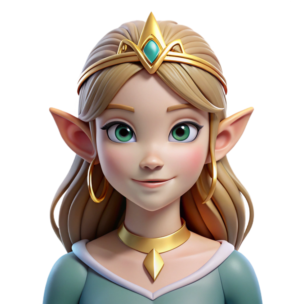 beautiful abstract A beautiful elf princess, wearing a tiara, serene expression, genuine png