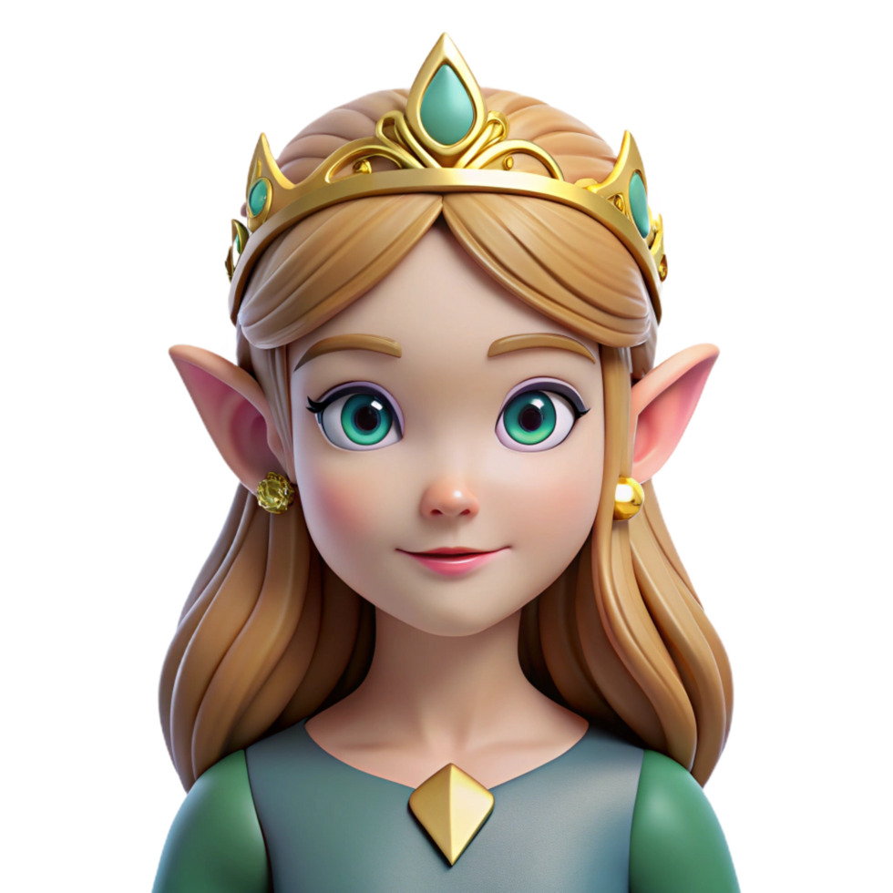 serene artistic A beautiful elf princess, wearing a tiara, serene expression, detailed png