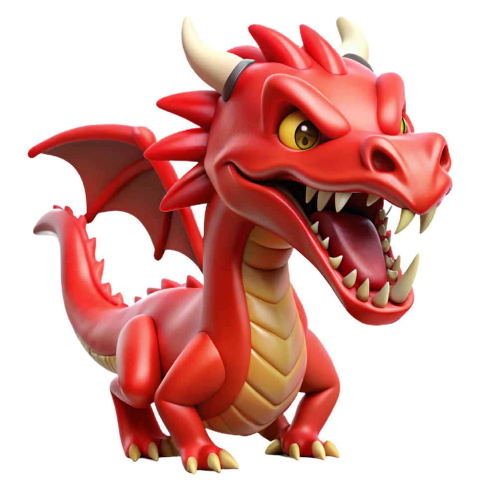 dramatic creative A powerful dragon, red scales, sharp teeth, 4K png