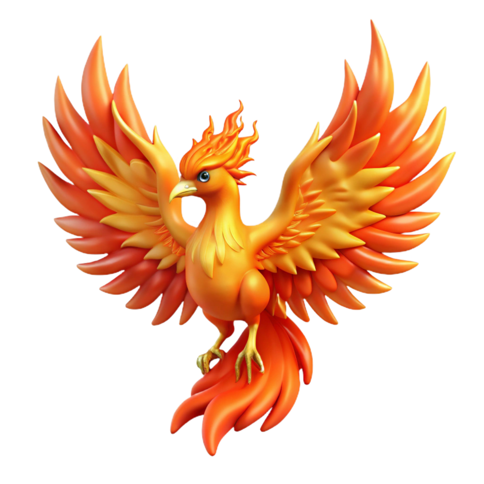 serene vintage A majestic phoenix, engulfed in flames, high quality png