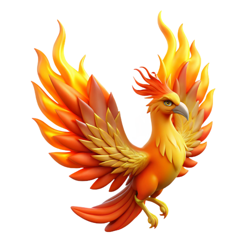 magnificent classic A majestic phoenix, engulfed in flames, authentic png