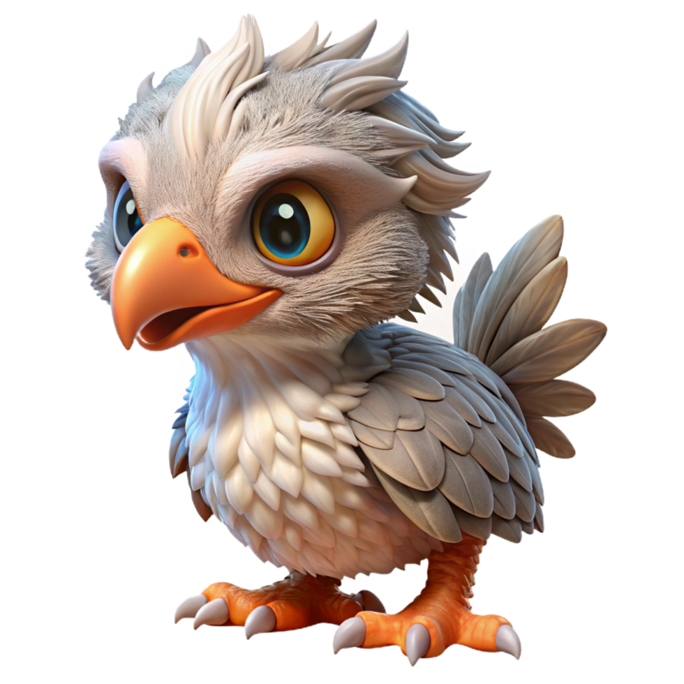 beautiful contemporary A majestic griffon hatchling, fluffy feathers, curious expression, exclusive png