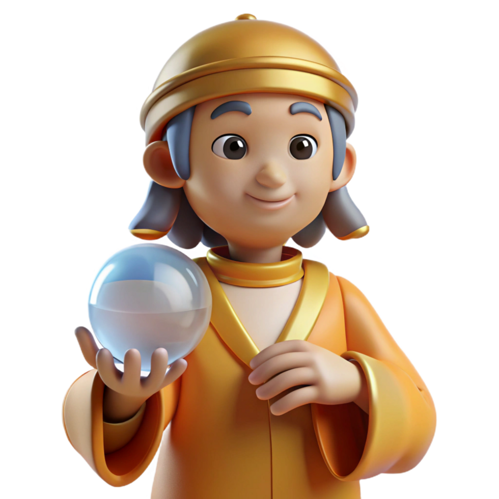 beautiful artistic A wise oracle, holding a crystal ball, serene expression, original png