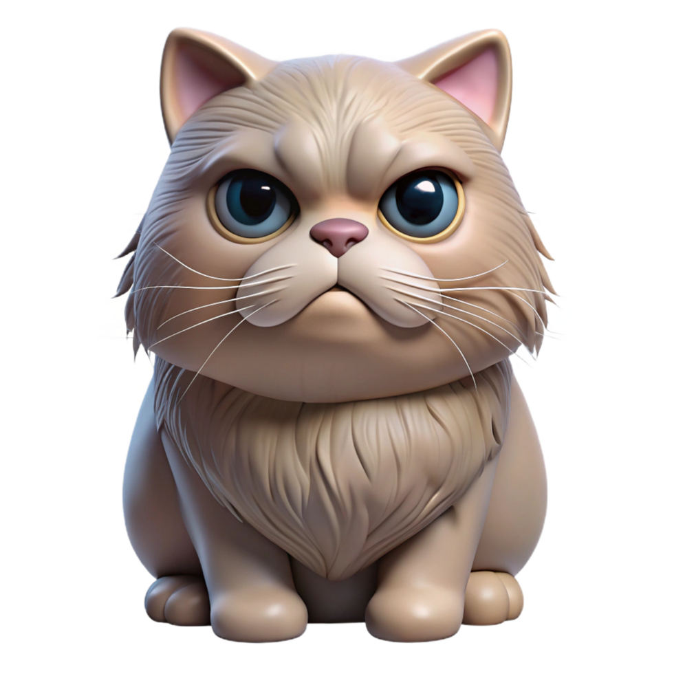 serene vintage A grumpy Persian cat, with a flat face detailed png