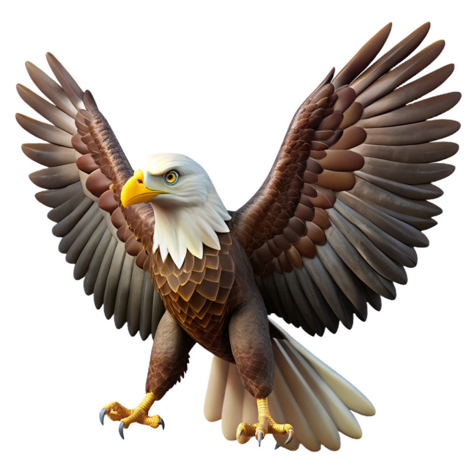 magnificent minimalist A majestic bald eagle, wings spread, talons outstretched exclusive png