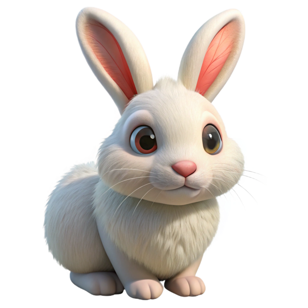 impressive contemporary A fluffy white rabbit, with long ears professional png