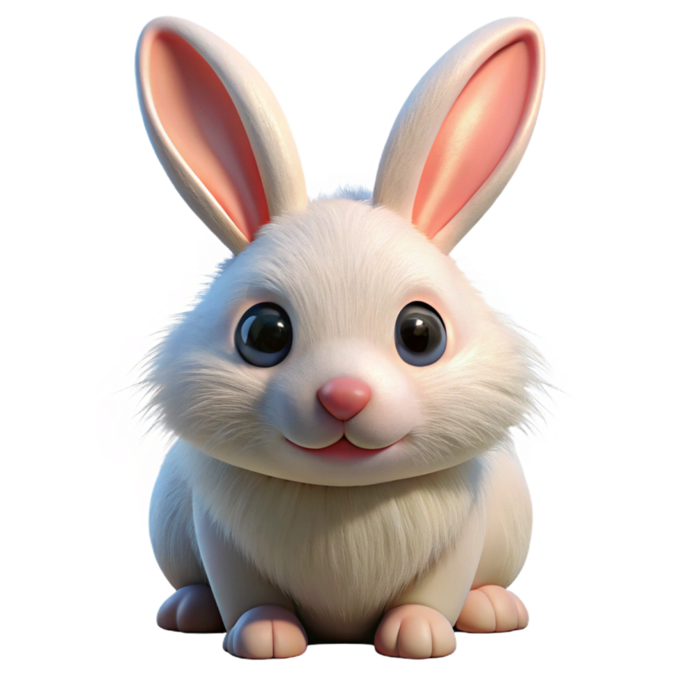magnificent contemporary A fluffy white rabbit, with long ears authentic png