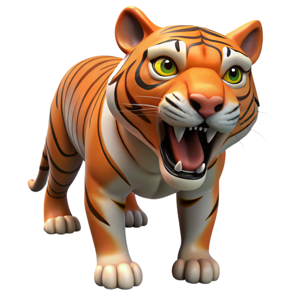 magnificent creative A roaring tiger, showing its teeth professional png