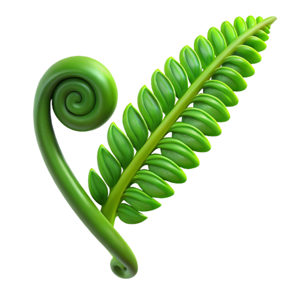beautiful vintage Green fern frond unfurling 4K png