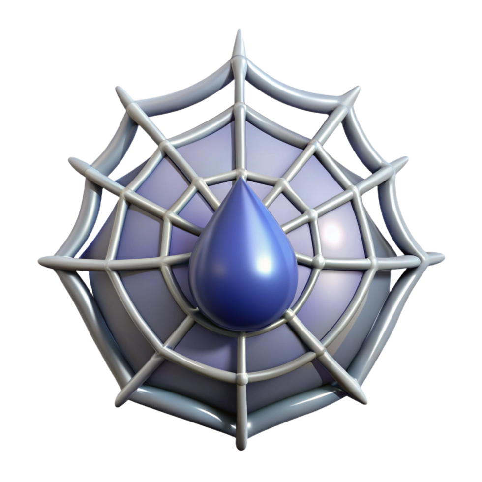 serene modern Close up of a dew drop on a spider web exclusive png