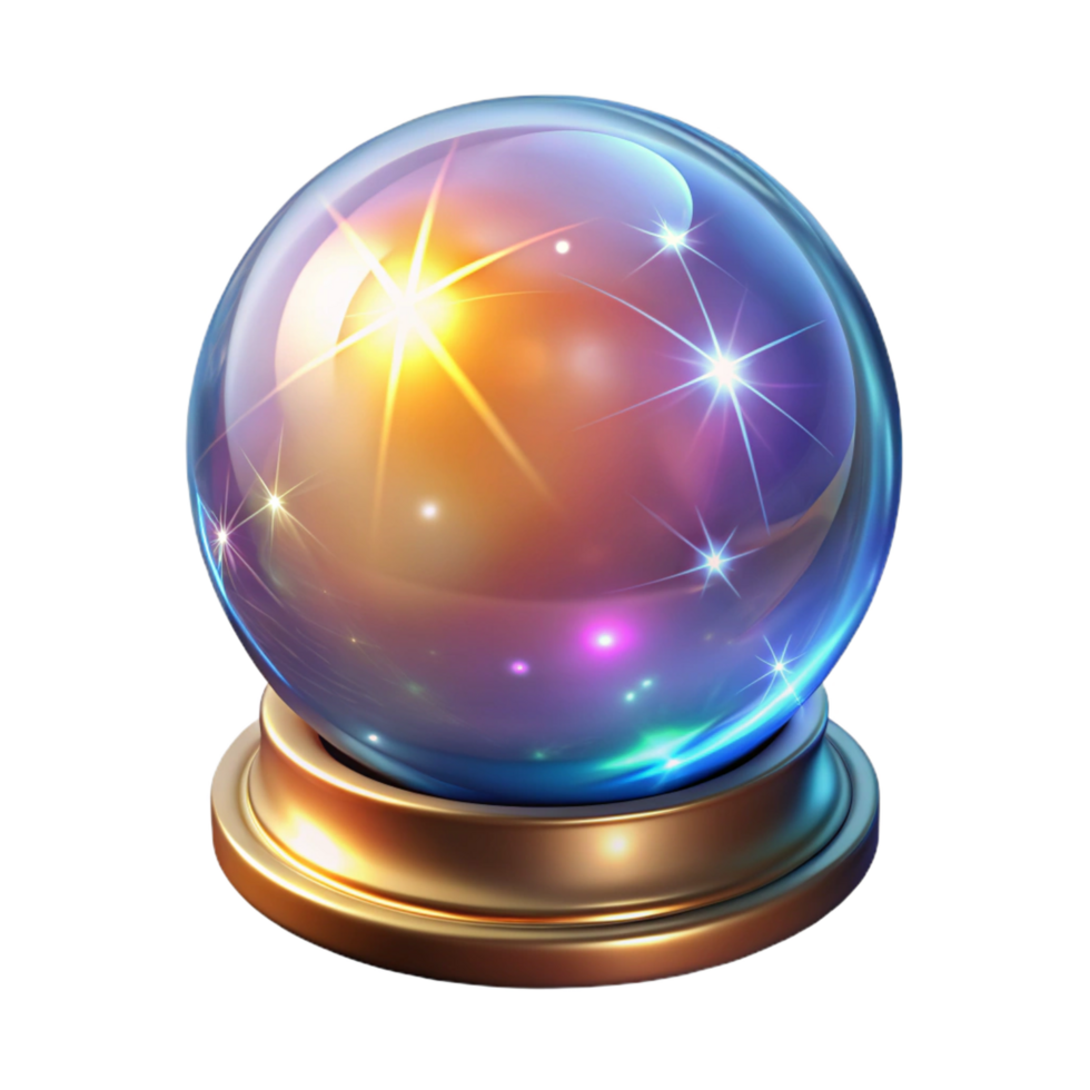 vibrant rustic A sparkling crystal ball radiating magical energy, authentic png