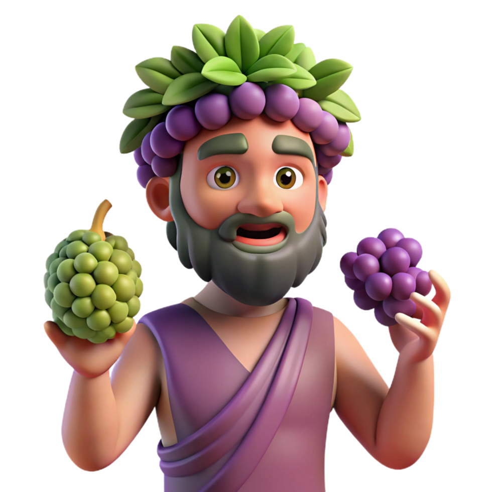 vibrant abstract Dionysus, God of Wine, holding grapes, premium png