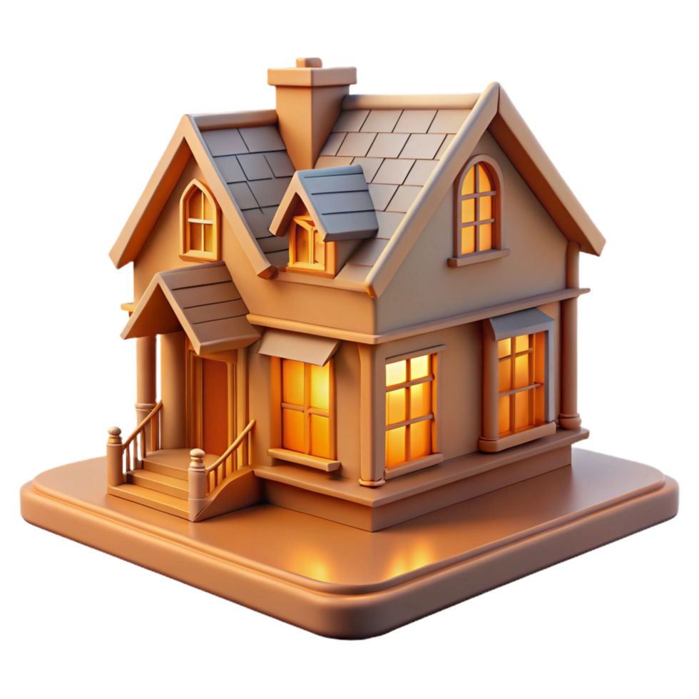 vibrant modern 3D printed house model high resolution png