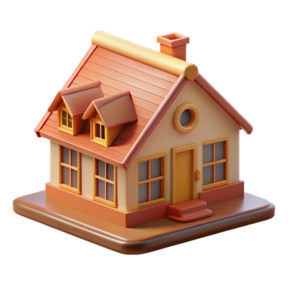 vibrant minimalist 3D printed house model authentic png