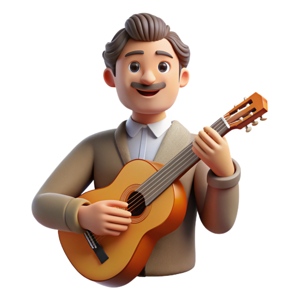 extraordinary vintage Musician with guitar, musical portrait, exclusive png