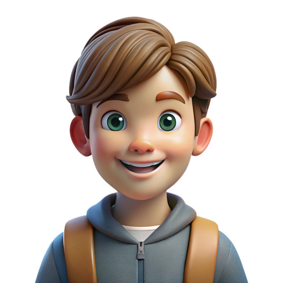 magnificent artistic Young boy with backpack, student portrait, genuine png