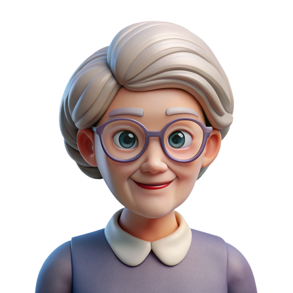 wonderful contemporary Elderly woman with glasses, senior portrait, premium png