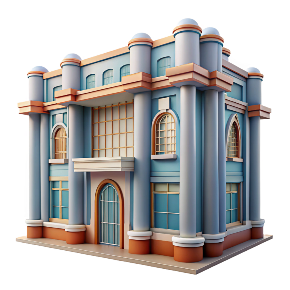 serene creative Art Deco building facade, intricate details, authentic png