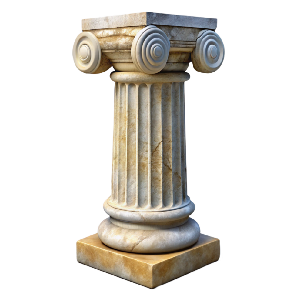impressive traditional Roman column, marble, weathered texture, high resolution png