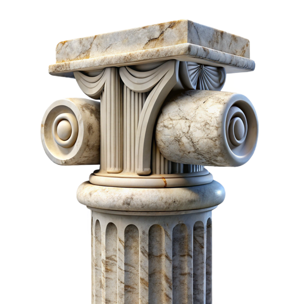 serene modern Roman column, marble, weathered texture, high resolution png