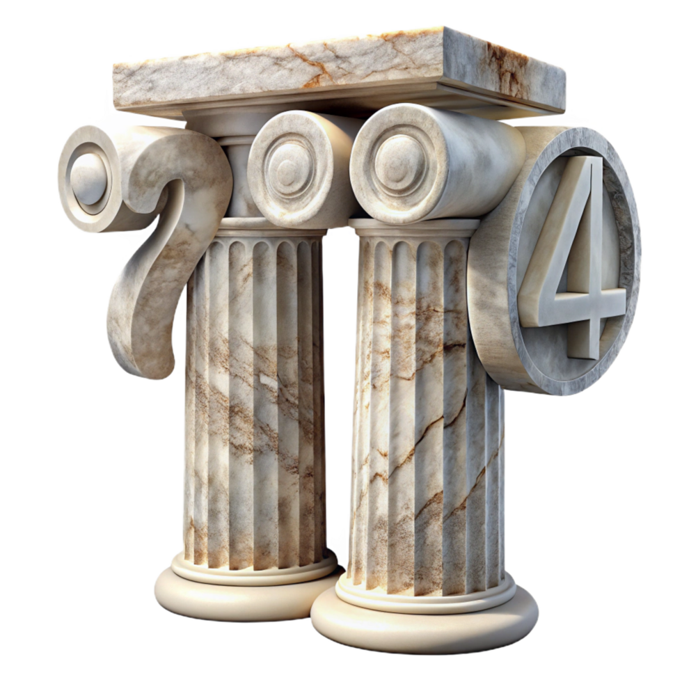 extraordinary artistic Roman column, marble, weathered texture, exclusive png