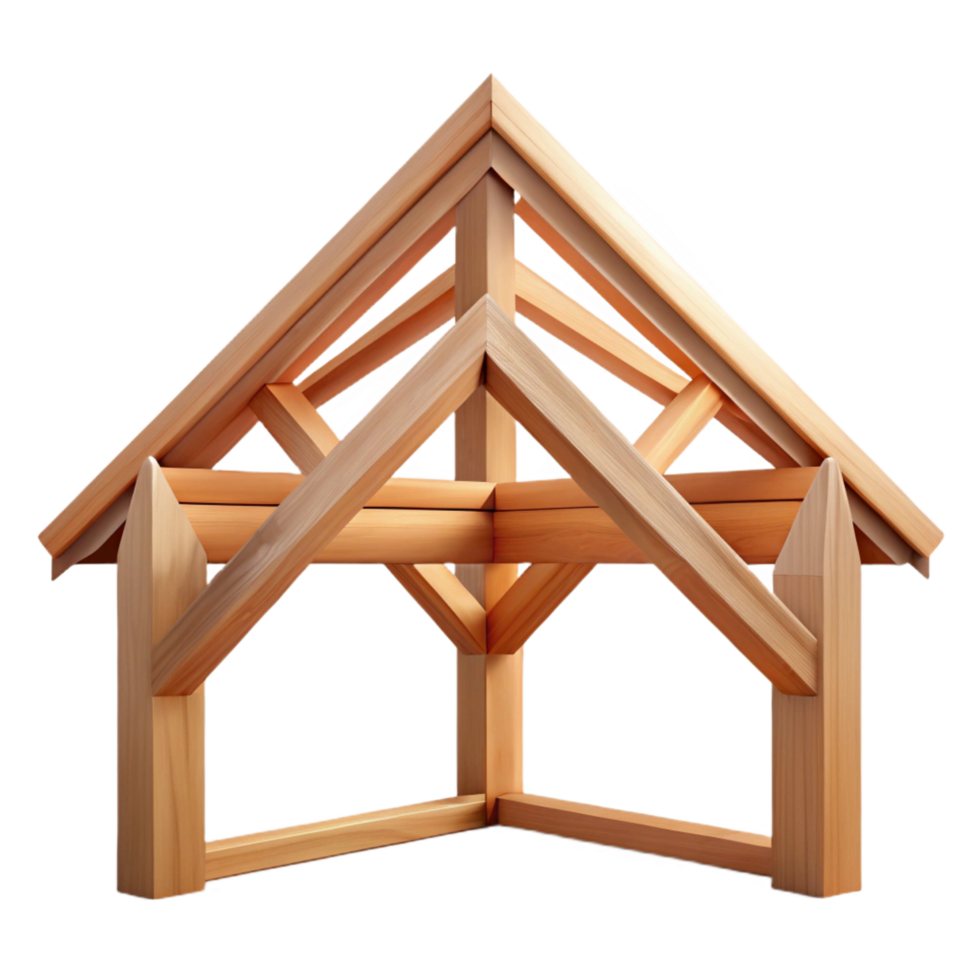 beautiful abstract Roof truss, wooden, traditional construction, premium png