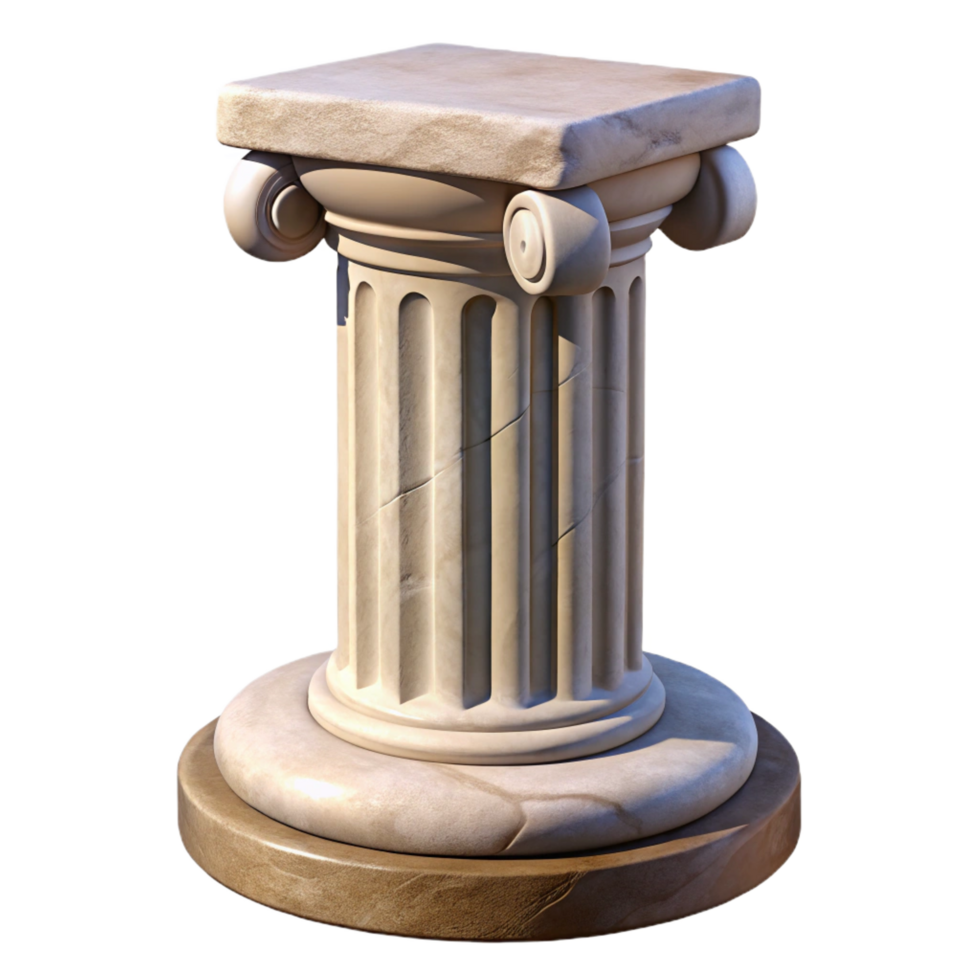 magnificent modern Ionic column base, stone, weathered, detailed png