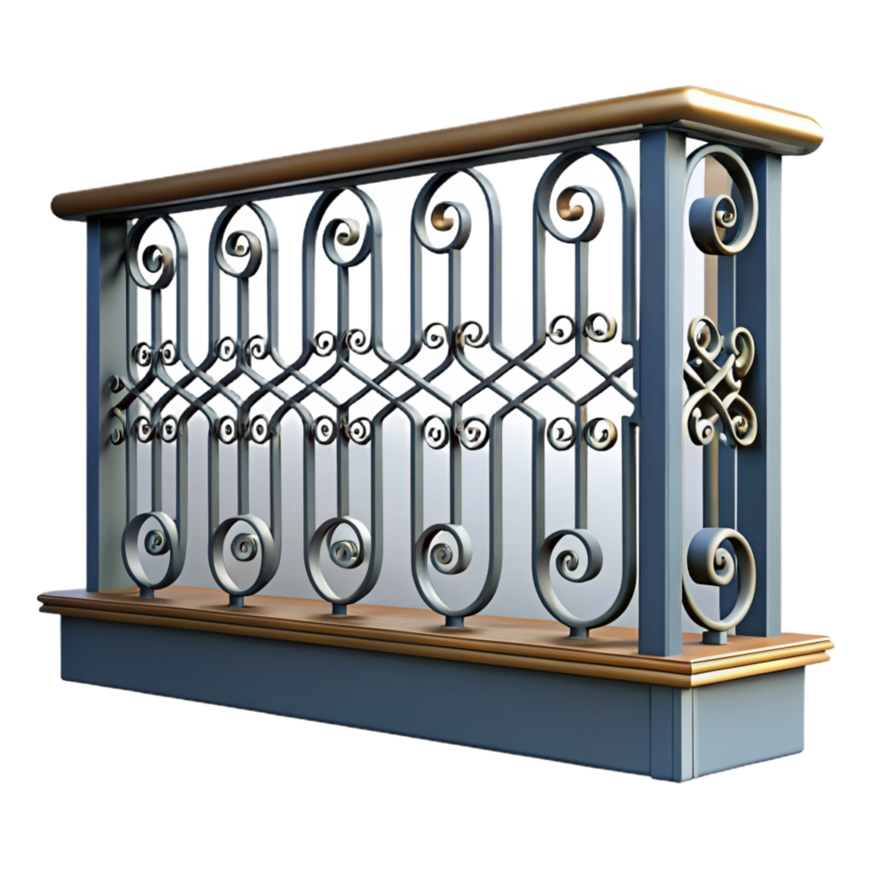 serene artistic Balcony railing, wrought iron, decorative, 4K png