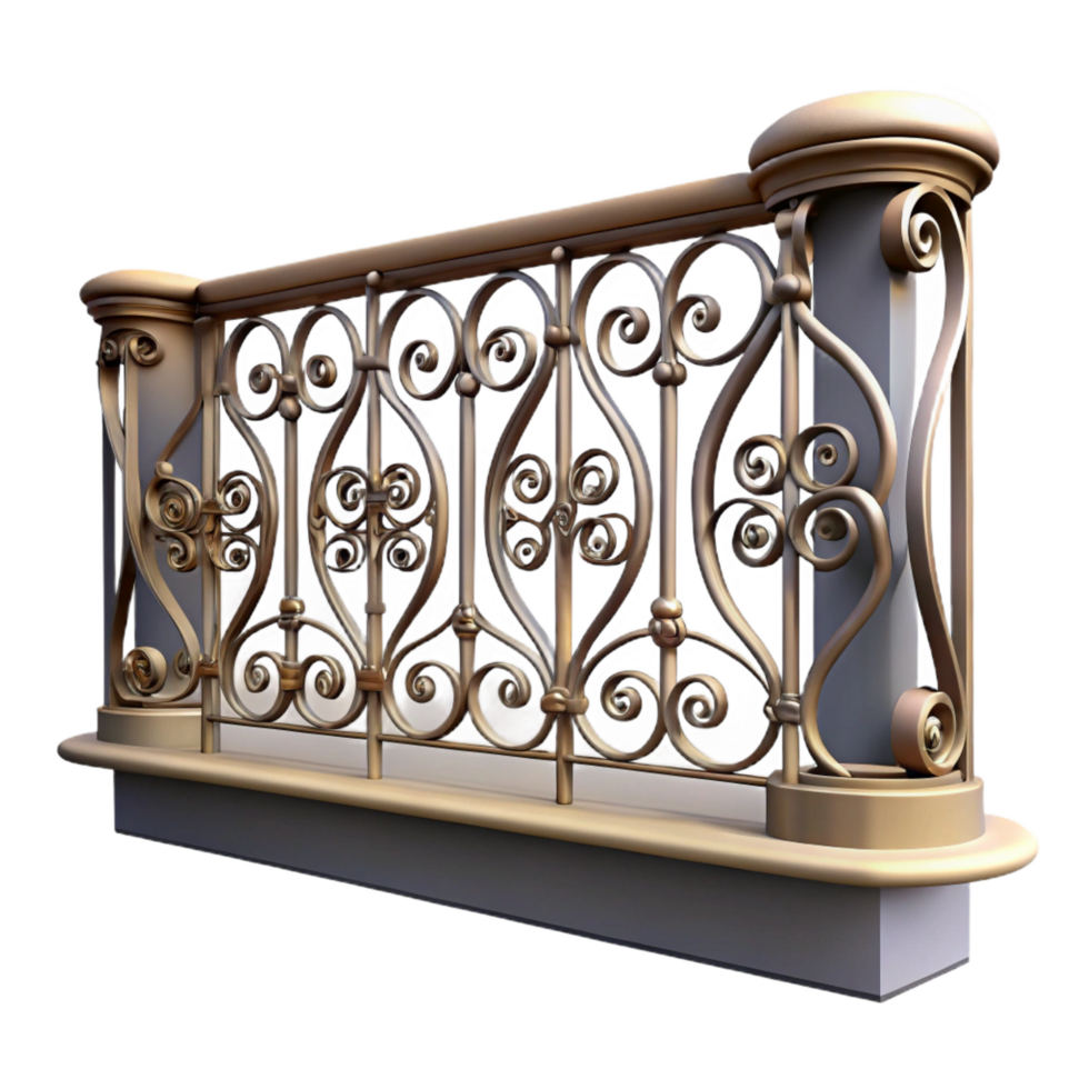 magnificent rustic Balcony railing, wrought iron, decorative, professional png