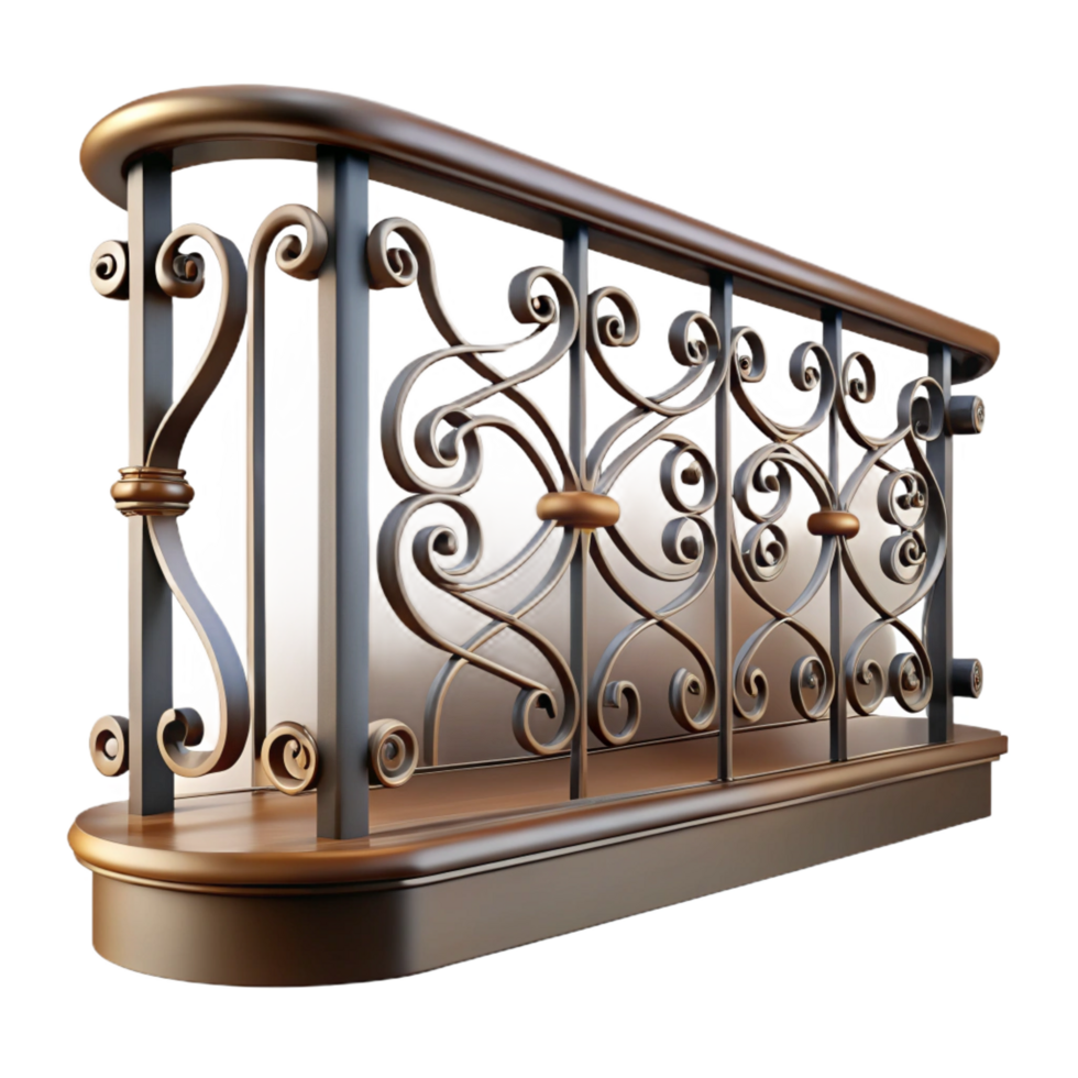 wonderful rustic Balcony railing, wrought iron, decorative, high resolution png