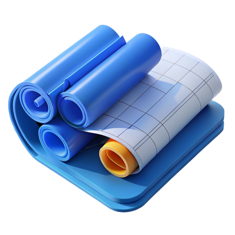 extraordinary rustic Blueprints, rolled up, architectural plans, detailed png
