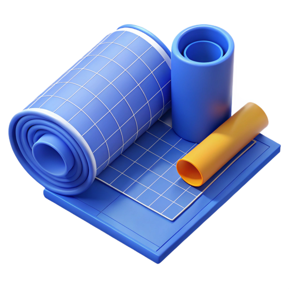 elegant abstract Blueprints, rolled up, architectural plans, exclusive png
