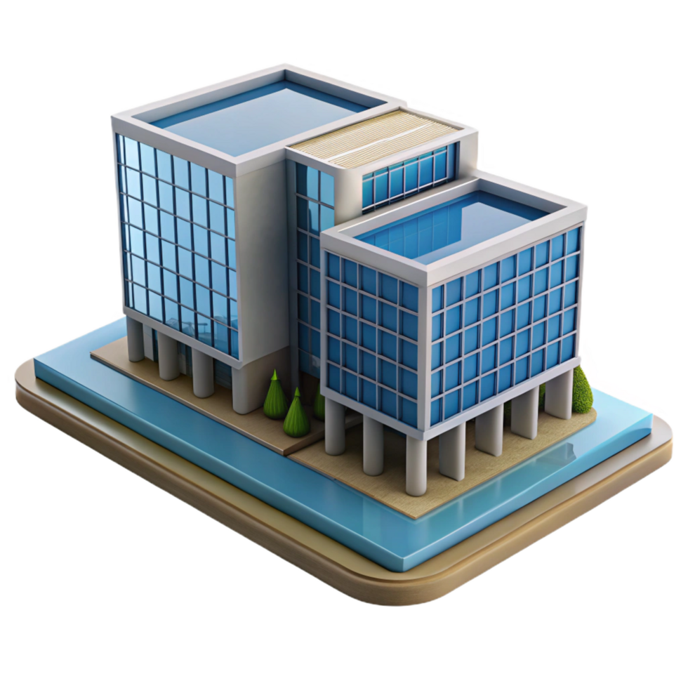 serene artistic Architectural model, scale model, modern building, exclusive png