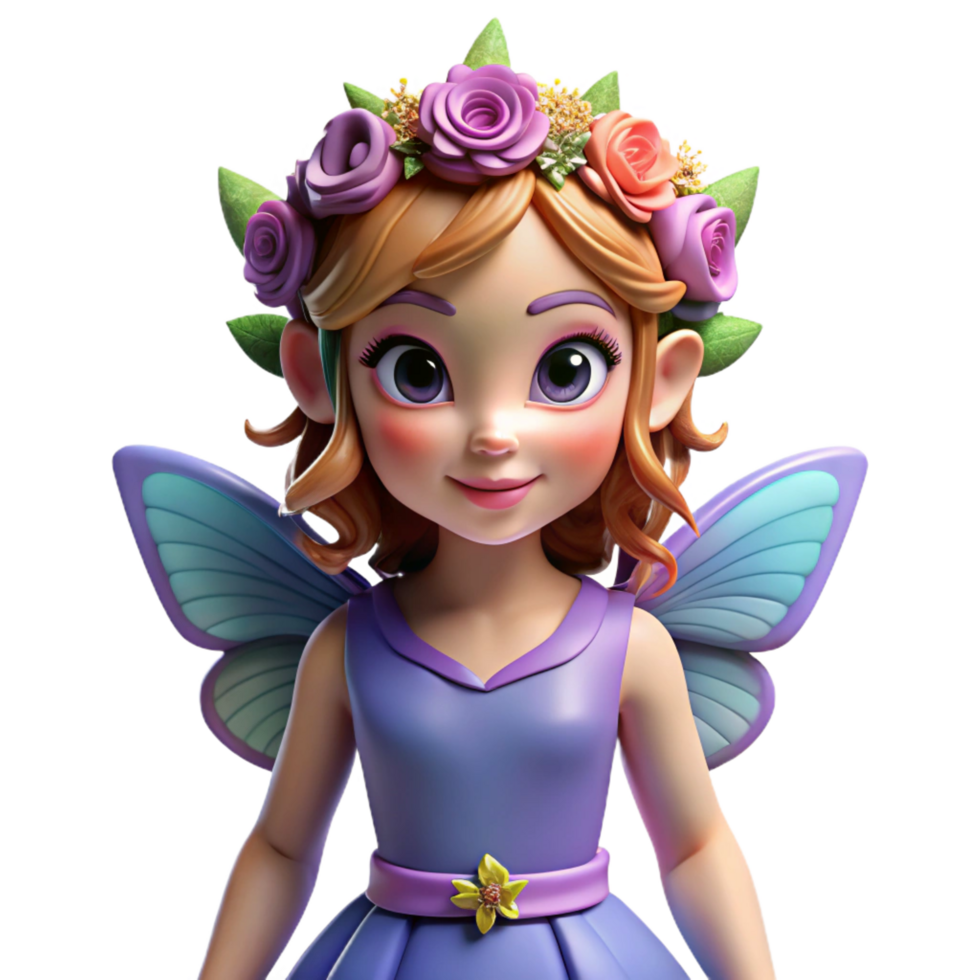 vibrant vintage A beautiful fairy with a flower crown, professional png
