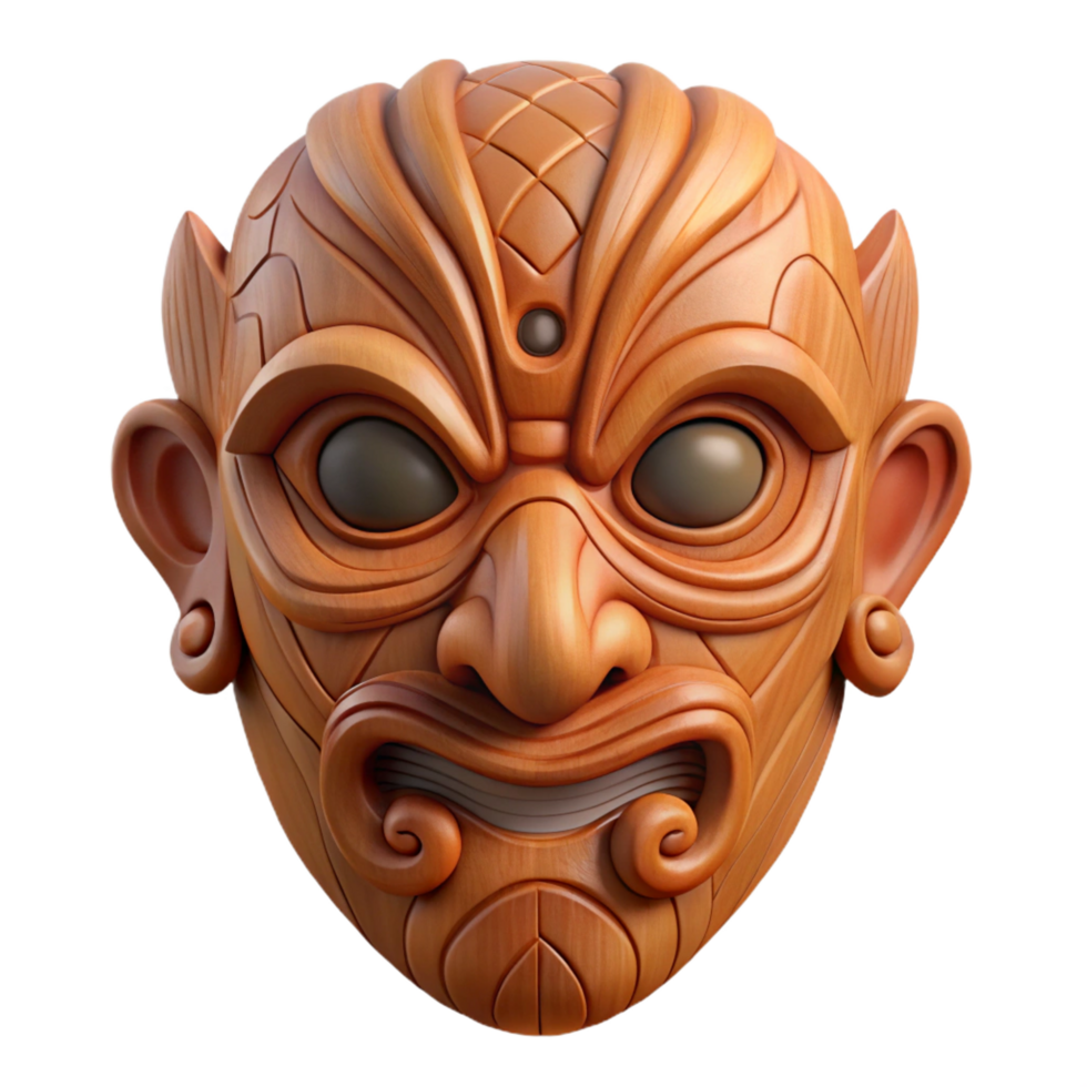 magnificent vintage A single, intricately carved wooden mask, authentic png