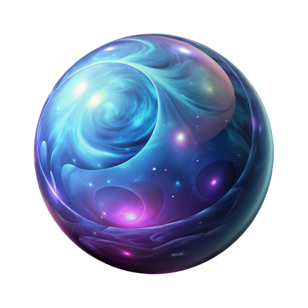beautiful minimalist A glowing magic orb with swirling nebulae inside, 4K png