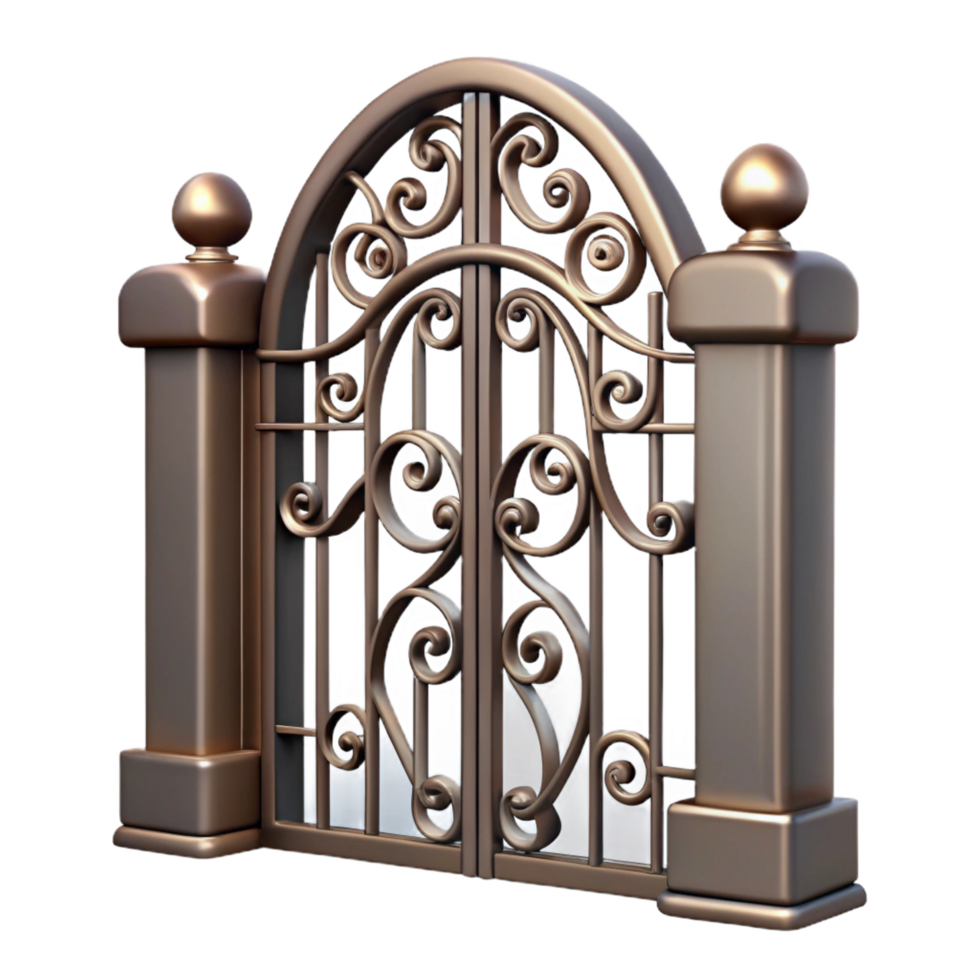 wonderful modern A stylized, ornate iron gate, exclusive png