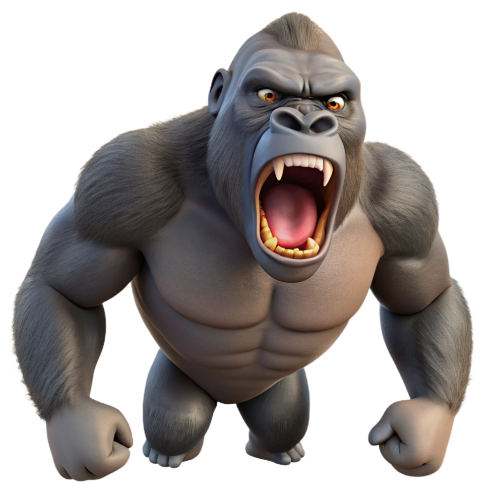 extraordinary abstract A roaring gorilla authentic png