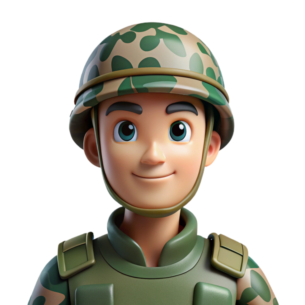 serene abstract Military soldier in camouflage, high resolution png