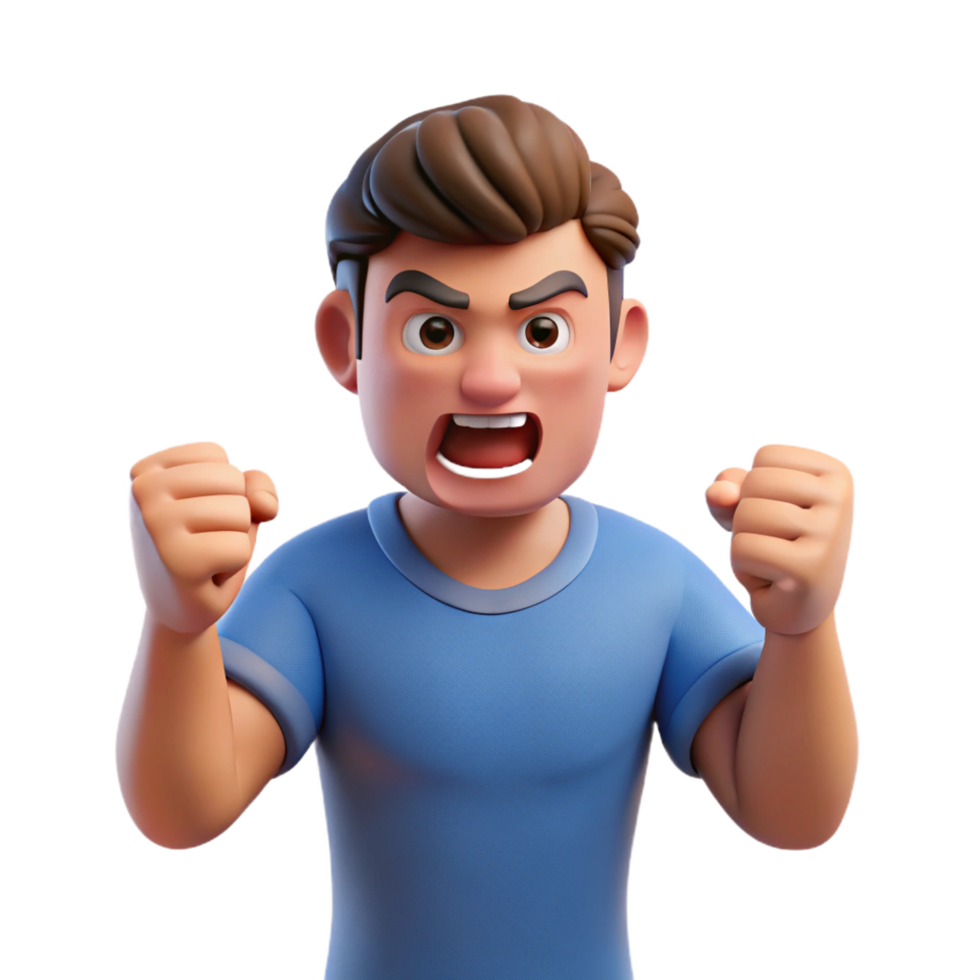 wonderful artistic Angry man clenching his fists, 4K png