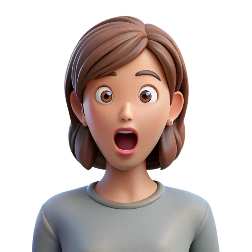 beautiful contemporary Surprised woman with open mouth, detailed png