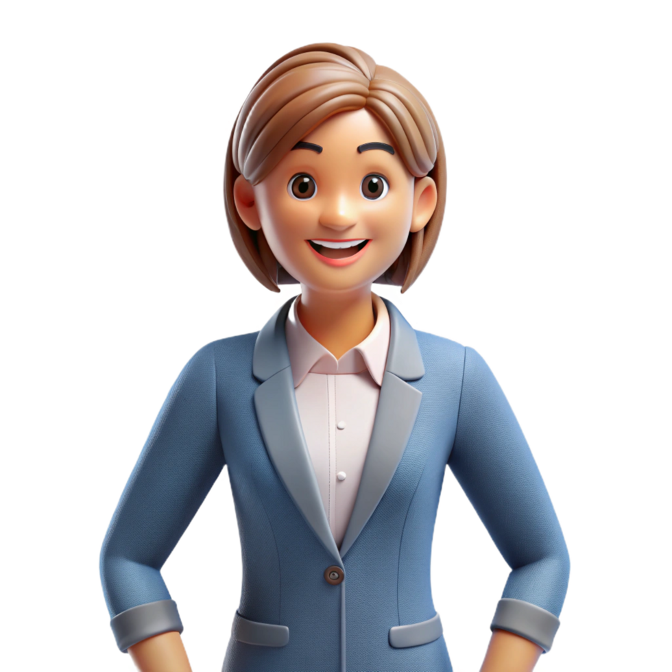 serene contemporary Smiling businesswoman in a pantsuit detailed png