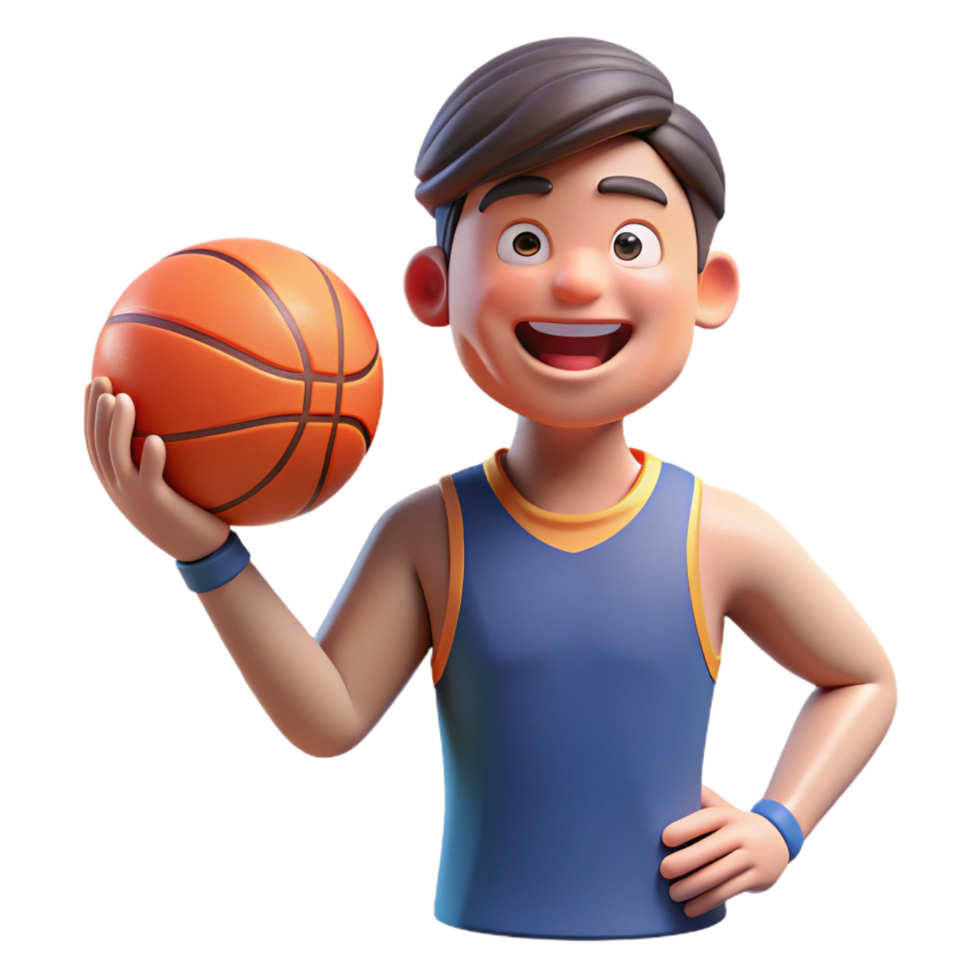 dramatic traditional Excited athlete holding a basketball authentic png