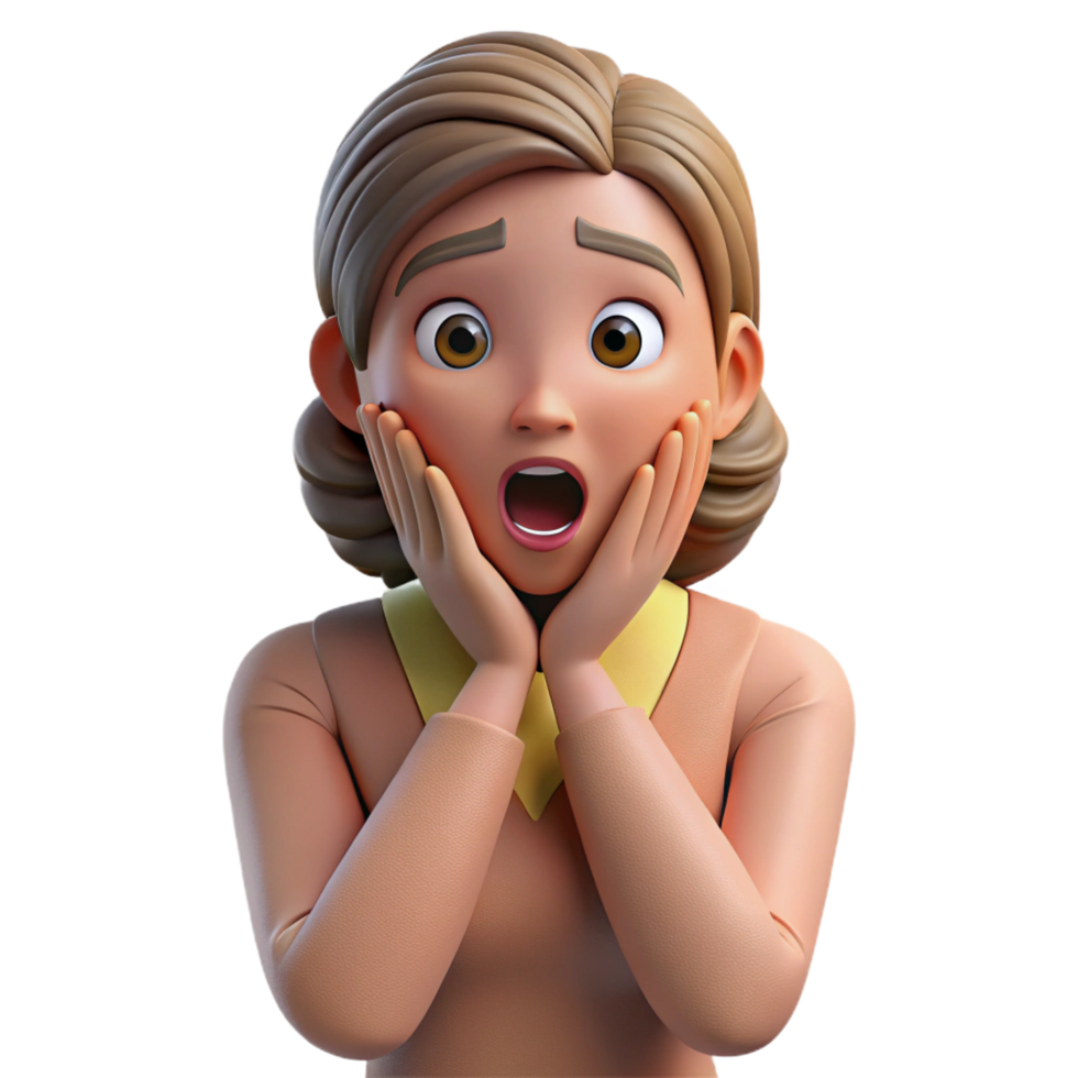 impressive vintage Surprised woman with hands on her cheeks original png