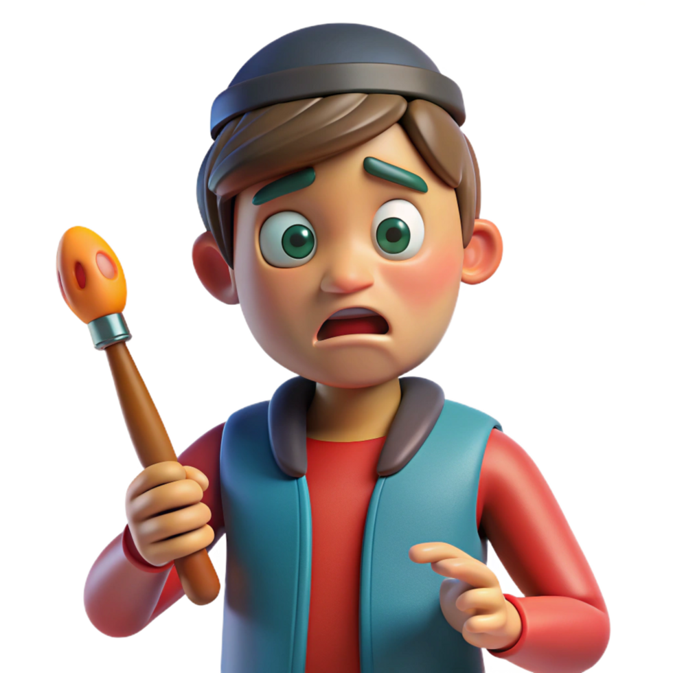 elegant vintage Frustrated artist holding a paintbrush exclusive png