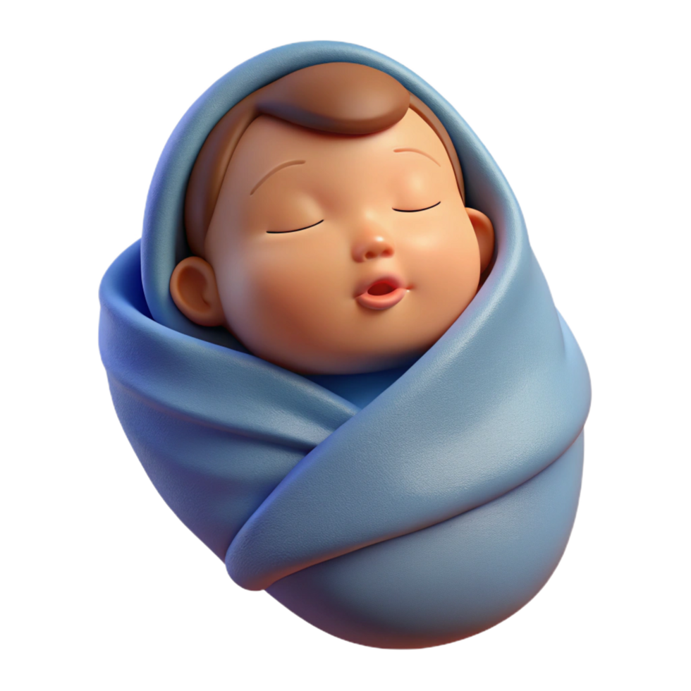 vibrant modern Sleeping baby wrapped in a blanket 4K png