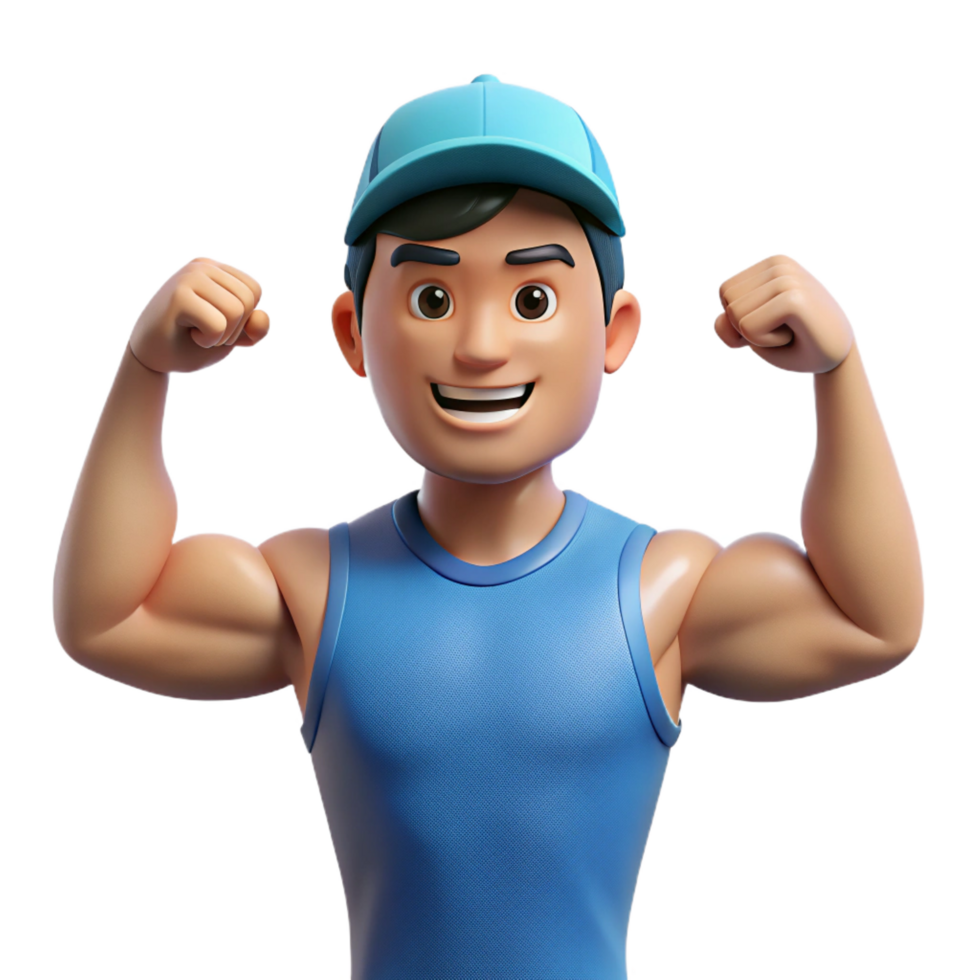 elegant contemporary Personal trainer flexing their biceps professional png